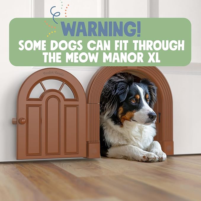 Cat Door Interior Door - Meow Manor Extra Large Pet Door, 10.25 x 11 No-Flap Cat Door Interior Door for Cats up to 30 lbs, Easy DIY Setup, Secured Installation in Minutes, No Training Needed