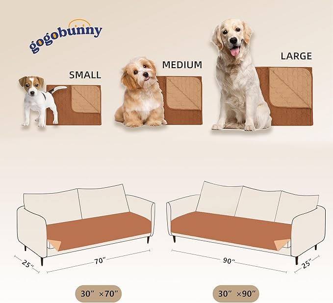 gogobunny 100% Double-Sided Waterproof Dog Bed Cover Pet Blanket Sofa Couch Furniture Protector for Puppy Large Dog Cat, Reversible (30x90 Inch (Pack of 1), Dark Pumpkin/Light Pumpkin)