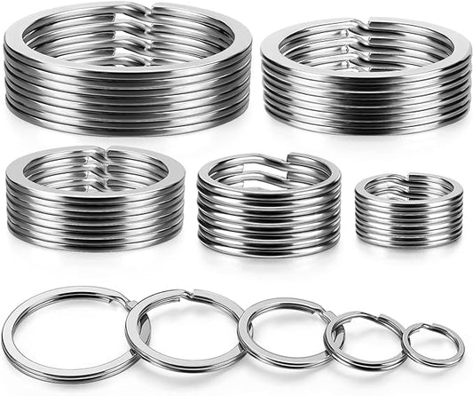 Split Key Ring Circle Assorted, Round Keyring Durable 5 Sizes (1/2 inch, 3/4 inch,1 inch, 1.25 inch, 1.38 inch)