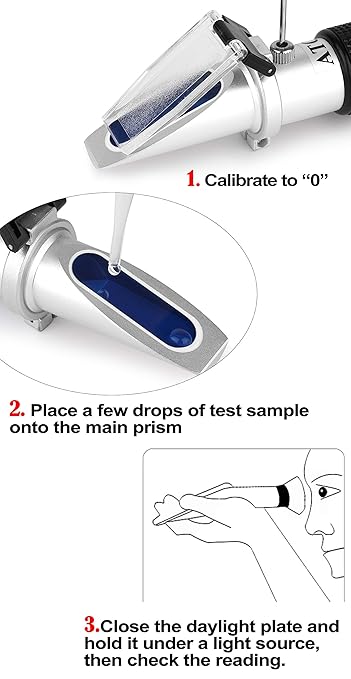 Brix Meter Refractometer 0~32%, Handheld Brix Refractometer Sugar Content Test, High Accurate Brix Measurement Tool with ATC for Fruit Beverages & Juice