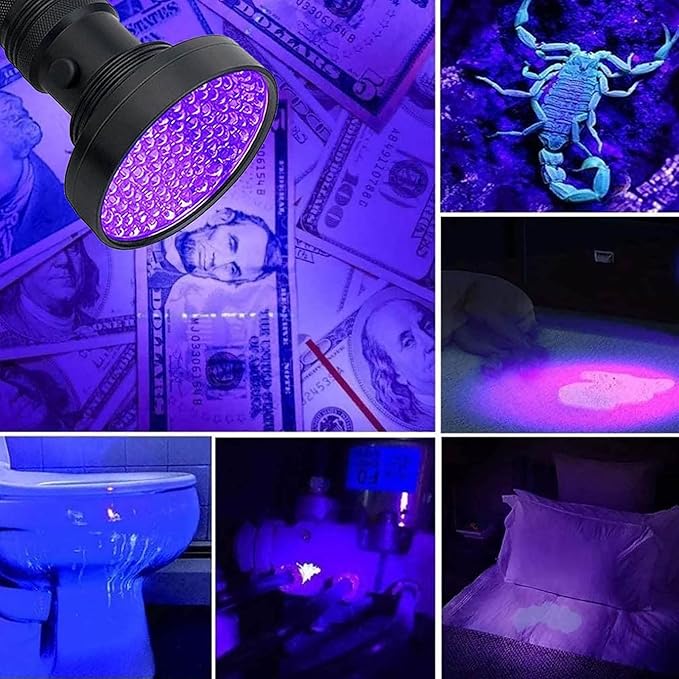 UV Black Light Flashlight - Powerful 100 LED Blacklight Flashlights for Pet Urine Detection, Dog Stain, Scorpion, Resin Curing, Counterfeit Money Bed Bugs, Carpet Odor Eliminator Remover