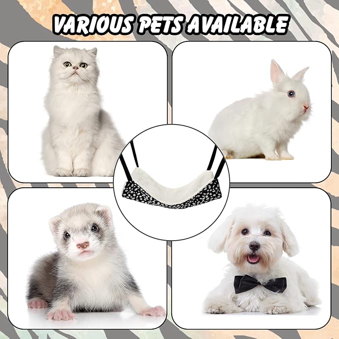 3 Pcs Reversible Pet Hammock Soft Plush Cat Hanging Hammock Guinea Pig Bed Rat Cage Accessories for Cat Puppy Dog Piggy Kitten Ferret Rabbit Other Small Animals (Dot)