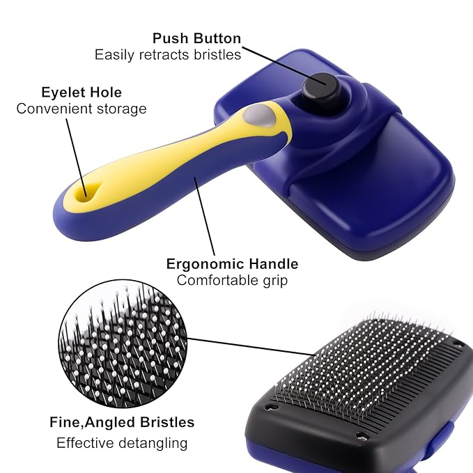 Pet Grooming Brush, Double Sided Undercoat Rake for Dogs & Cats, Professional Deshedding Brush and Dematting Tool, Safe and Effective Removing Knots, Mats, Tangles,and Flying Hair