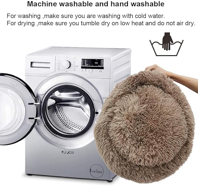 Cat Beds for Indoor Cats - Cat Bed Washable 20/24 inches, Dog Beds for Small Medium Dogs, Anti Anxiety Round Fluffy Plush Faux Fur Cat Bed,Thick Bottom Keep Pets Off The Cold Tile