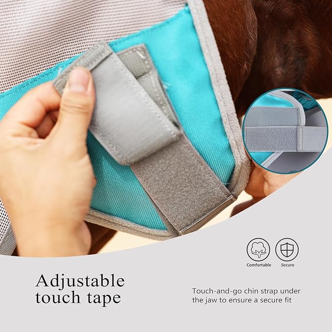 Harrison Howard Full Face Horse Fly Mask UV Protection and Breathable Mask for Equine Use Comfortable Fly Mask for Horses Mint XL