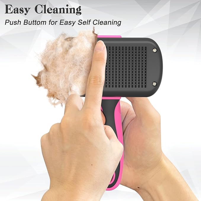 Self Cleaning Shedding Brush for Dogs & Cats, Skin Friendly Cat Brush, Dog Grooming Brush, Dog Brush for Shedding, Deshedding Brush, Puppy Brush Hair Brush for Haired Dogs, Pink