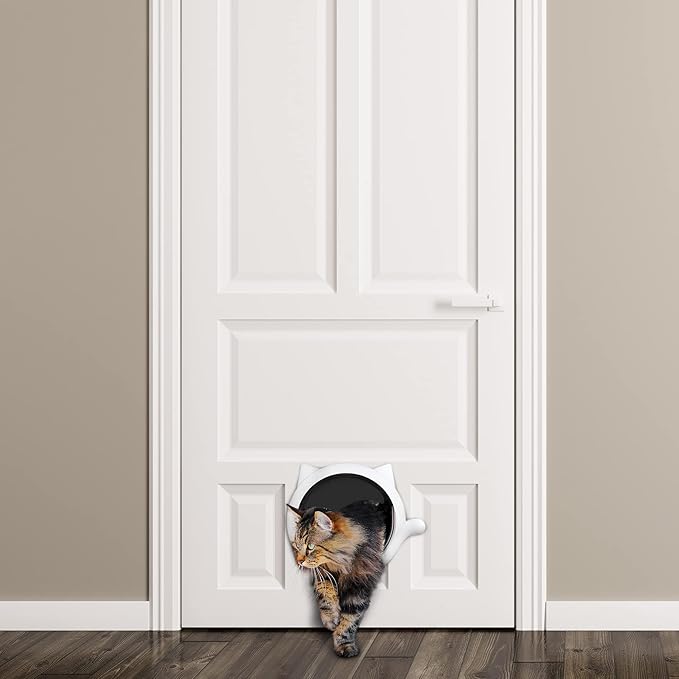 LYNX Cat Door Interior Door - Unique Stylish Design - HQ & Easy To Install Interior Cat Door For Small To X Large Cats. Pet Doors For Cats - Indoor Cat Door Without Flap. For Kitty & Cats Up To 25 Lbs