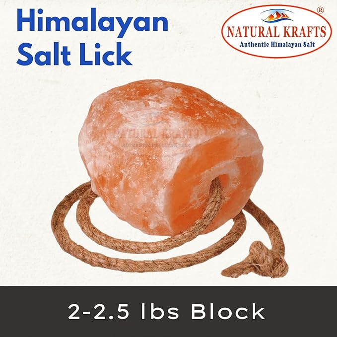 Himalayan Salt Lick on Ropes for Animals - All Natural Pure Mineral Block - Himalayan Salt Block for Deer, Salt Block for Horses, Cows, and Other Livestock - 2.5 lbs Each Pack of 6