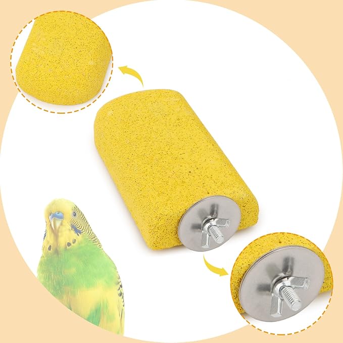 Hypeety Bird Parrot Calcium Teeth Mouth Molar Grinding Stone Hamster Grinding Stone Chew Toy Perch Jumping Stand for Parrot Budgies Chinchilla Squirrel Hamster Cage Stand Platform (Random Colour)