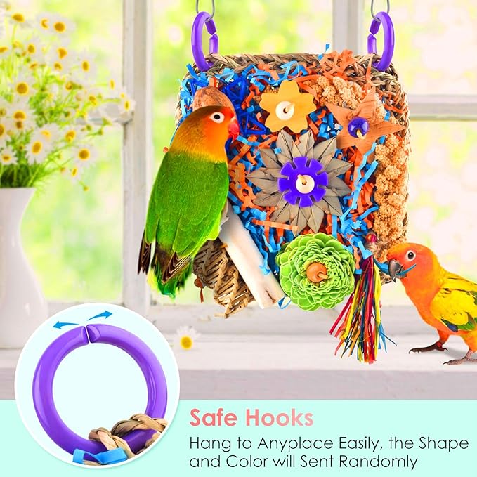 KATUMO Bird Toys, Parakeet Toys Cockatiel Foraging Toys Conure Shredder Toys for Parakeet Cockatiel Conure Lovebird Budgie Bird Cage Toys