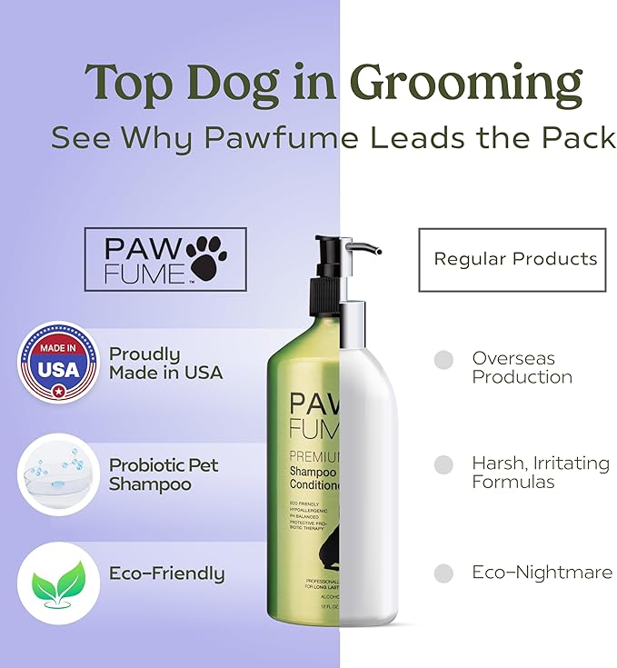 Pawfume Dog Shampoo and Conditioner – Hypoallergenic Dog shampoo for Smelly Dogs – Best Dog Shampoos & Conditioners – Probiotic Pet Shampoo for Dogs – Best Dog Shampoo for Puppies (Royal Lavender)