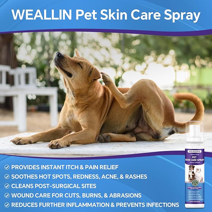 Hot Spot Itch Relief Spray for Dogs & Cats, Hot Spot Treatment for Dogs Itch Relief Spray for Dogs, Pet Treatment Spray for Itchy, Irritated Skin, Allergy, Rashes, Wound Care(8.12 Fl Oz)