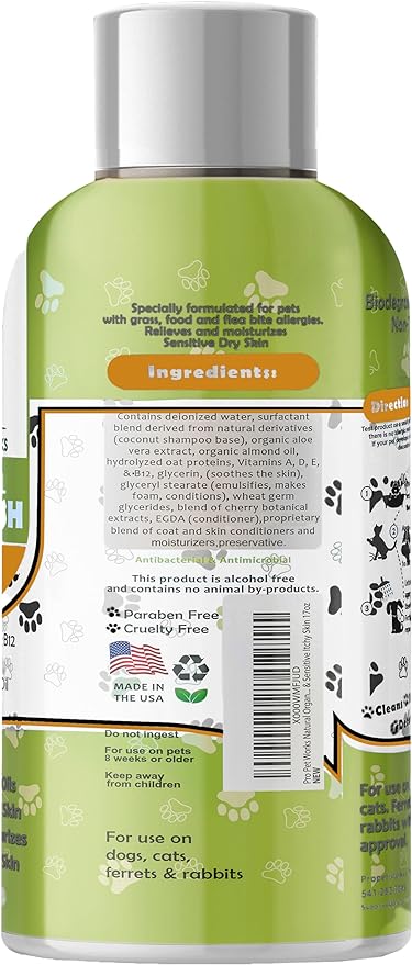 Oatmeal Dog Shampoo & Conditioner 17oz [USA] 5 in 1 Plant-Based Organic Sulfate-Free Soap-Free-Tearless Moisturizer for Dandruff Allergies & Itchy Dry Sensitive Skin-Puppy Grooming [Pro Pet Works]