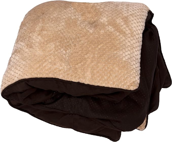 Furhaven Replacement Dog Bed Cover Minky Plush & Suede Pillow Top Mattress, Machine Washable - French Roast, Medium