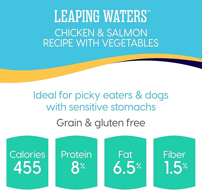 Solid Gold Wet Dog Food for Adult & Senior Dogs - Made with Real Chicken & Salmon - Leaping Waters Grain Free Canned Dog Food for Healthy Digestion & Sensitive Stomach