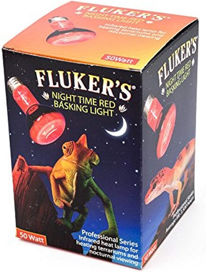 Fluker's Night Time Red Basking Spotlight, Infrared Heat Lamp for Reptiles, 50 Watt