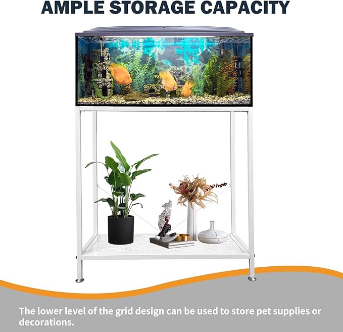 Fish Tank Stand: The Perfect 29 Gallon Metal Aquarium Stand Measuring 32.7" W x 13" D x 32.3" H to Fit Your Aquatic Display Needs.(29 Gallon-White)