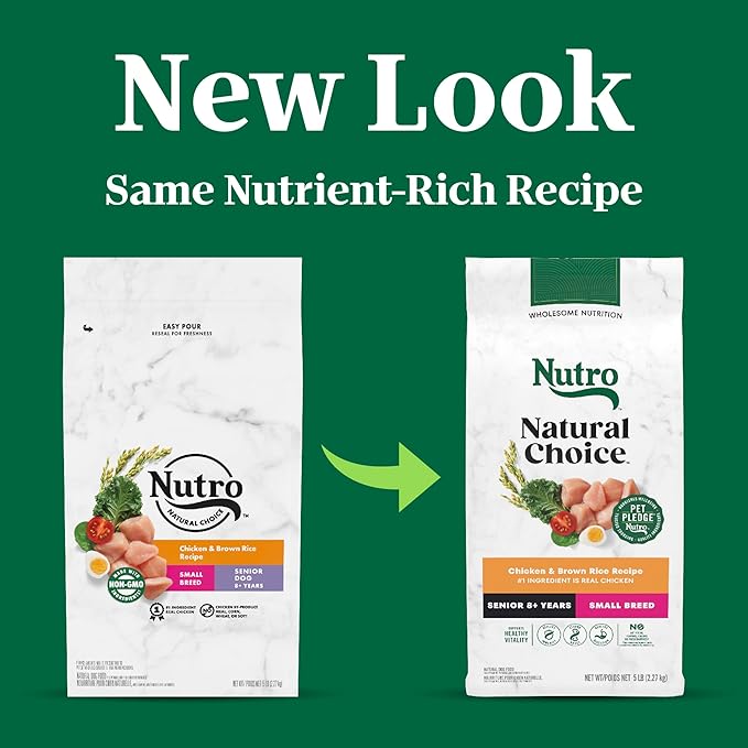 Nutro Natural Choice Senior Small Breed Dry Dog Food, Chicken and Brown Rice Recipe, 5 lbs.