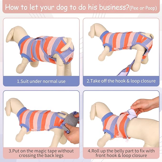 Kuoser Dog Surgery Suit, Surgical Onesie for Dogs Female Spay, Soft Dog Recovery Suit Male Neuter, Pet Abdominal Surgery Shirt Dog Body Suits After Surgery Wear, Anti Licking Dog Cone Alternative, XL