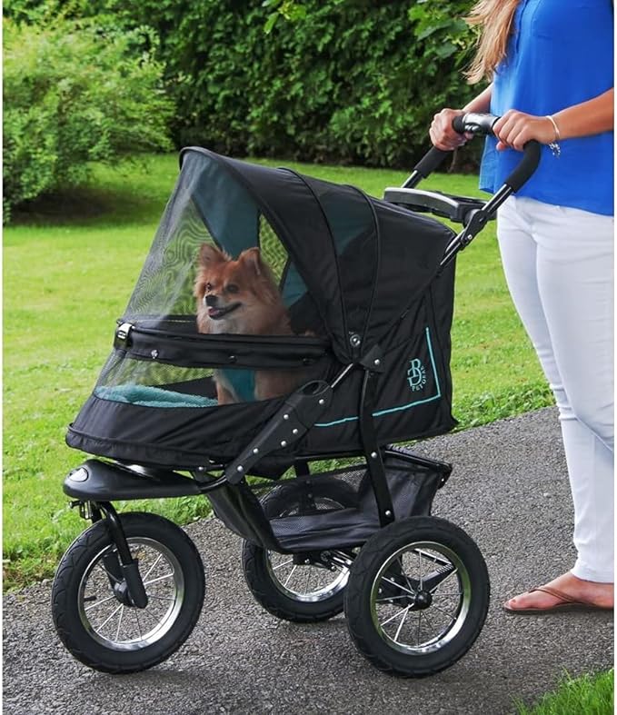 Pet Gear No-Zip NV Pet Stroller for Cats/Dogs, Zipperless Entry, Easy One-Hand Fold, Gel-Filled Tires, Plush Pad + Weather Cover Included, 3 colors