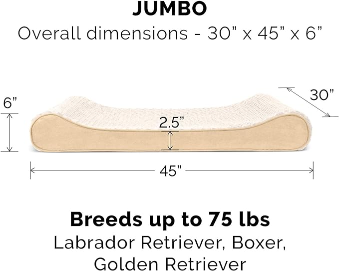 Furhaven Memory Foam Dog Bed for Large Dogs w/ Removable Washable Cover, For Dogs Up to 75 lbs - Ultra Plush Faux Fur & Suede Luxe Lounger Contour Mattress - Cream, Jumbo/XL