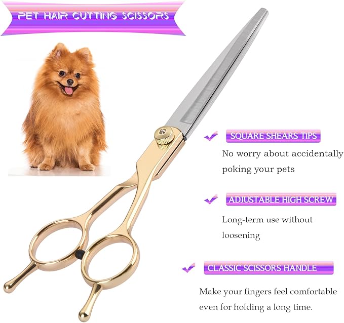 Grooming Kit for Dogs at Home, Fcysy Hair Scissors Thinning Shears Set for Dog Cat Pet Grooming, Curved Grooming Scissors Cat Trimming Scissors Tijeras para Cortar Pelo De Perros, Pet Grooming Tools