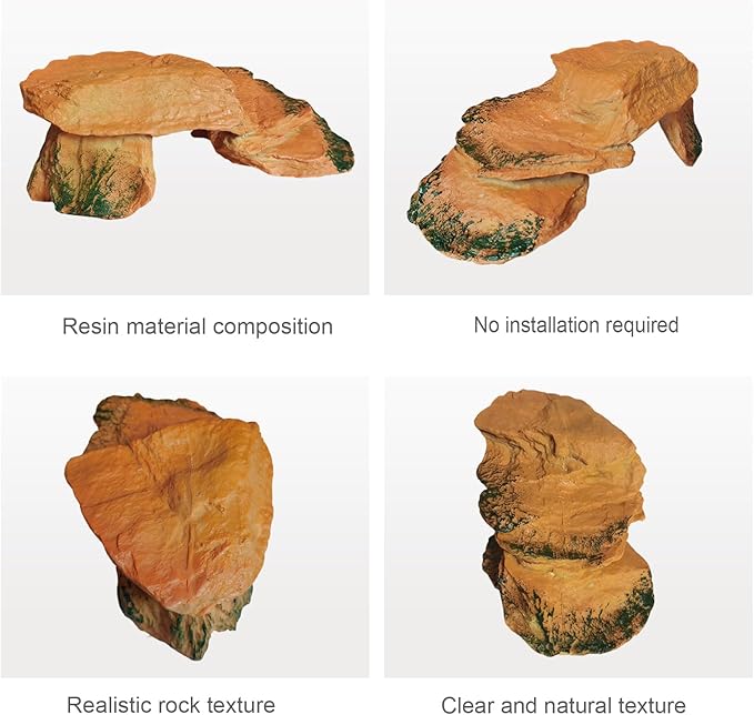 Rock Hideout Caves for Reptile and Amphibians,Decorative Resin for Glass Terrarium Tank, Great for Reptiles