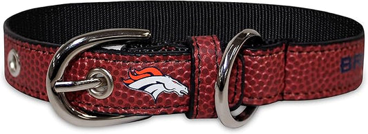 Pets First Tough Leather Pet Collar NFL Denver Broncos Premium Dog Collar, Limited Edition, Size Small. Best & Strongest Heavy-Duty Dog Collar!, Small (12-15"" Long & 0.75"" Wide) (DEN-3081-SM)