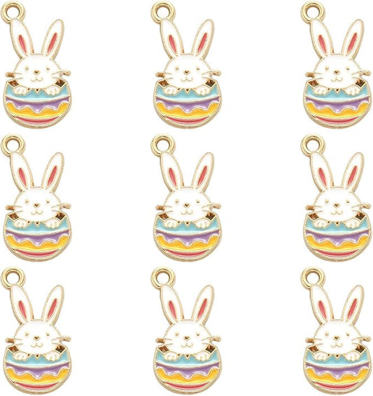 LiQunSweet 20 Pcs Enamel Animal Charms Cute Mini Rabbit Charms for DIY Earrings Bracelet Keychain Necklace Jewelry Making and Crafting