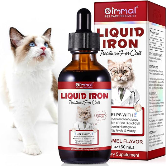 Liquid Iron Supplements for Cats,60ML,LiquiI Iron with Vitamin C and B12,Supports Anemia, Low Enery Levels and Lethargy,Promotes Blood Health, Helps with Formation of Red Blood Cell