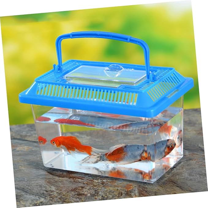 STOBOK 4pcs Mini Portable Fish Tank Animals for Mini Turtles Plastic Terrarium Single Fish Aquarium Reptile Terrarium Habitat Aquarium Breeding Tank Turtle Feeding Box Turtle Holder