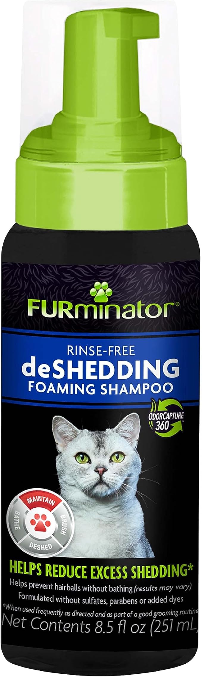 FURminator® Rinse-Free deShedding Foaming Shampoo for Cats, 8.5 oz