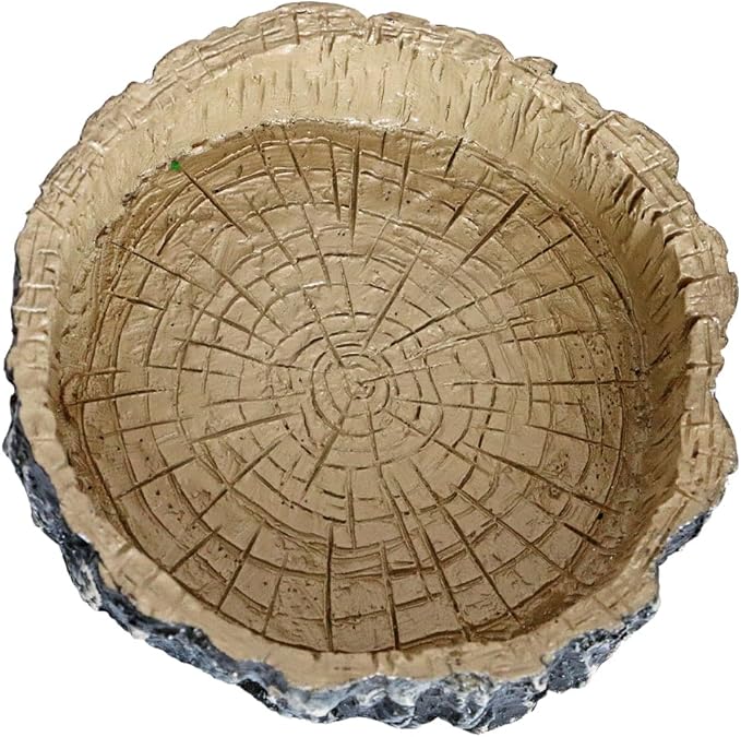 MODERNJOE'S Reptile Tree Stump Food/Water Bowl(2 Pack), Water/Food Dish for Amphibians – Small Size(4.1 x 4.1 x 0.9 inches)