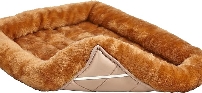 MidWest Bolster Pet Bed for Dogs & Cats 36L-Inch Cinnamon Bed w/ Comfortable Bolster | Ideal for Medium / Large Dog Breeds & Fits a 36-Inch Dog Crate | Easy Maintenance Machine Wash & Dry | 1-Year Warranty