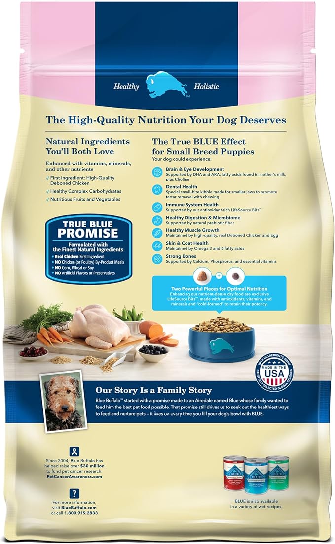 Blue Buffalo Life Protection Formula Small Breed Puppy Dry Dog Food with DHA, Vital Nutrients & Antioxidants, Made with Natural Ingredients, Chicken & Oatmeal Recipe, 15-lb. Bag