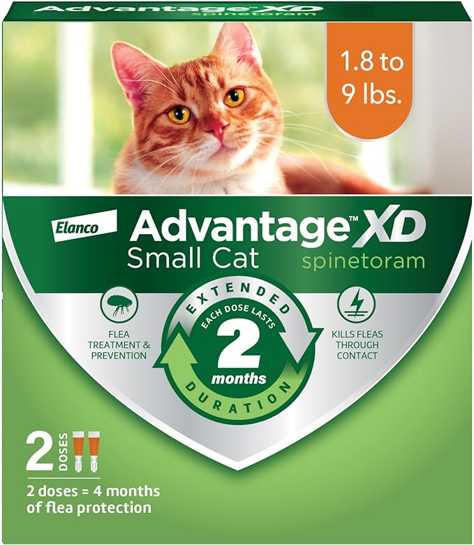 Advantage XD Small Cat Flea Prevention & Treatment For Cats 1.8-9lbs. | 2-Topical Doses, 2-Months of Protection Per Dose