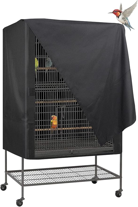 Explore Land Bird Cage Cover - Universal Pet Cage Cover for Night Cage Cover for Cats, Mink, Totoro, Parakeet, Parrot and Small Animals 01(Black, X-Large)