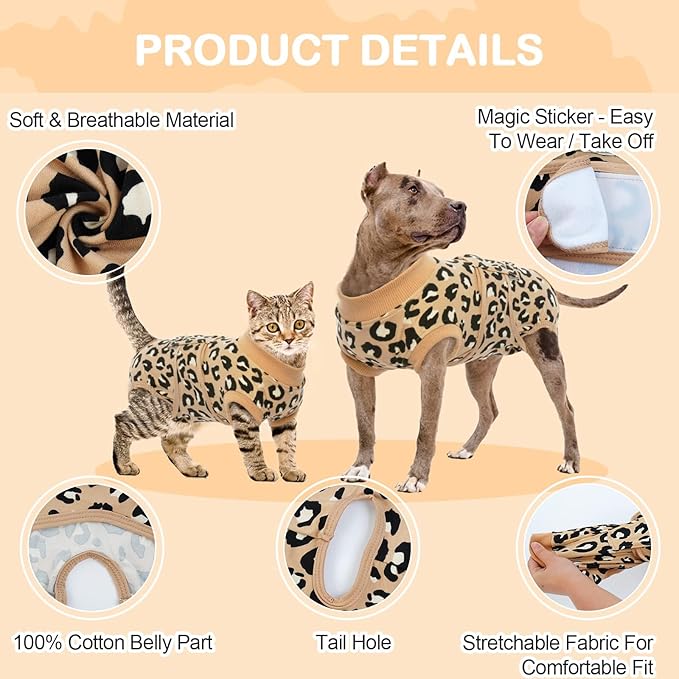 Kuoser Recovery Suit for Dogs After Surgery, Soft Dog Surgery Suit for Female Spay Male Neuter, Breathable Dog Onesie E-Collar & Cone Alternative Pet Bodysuit Anti Licking Wounds Surgical Shirt, XS