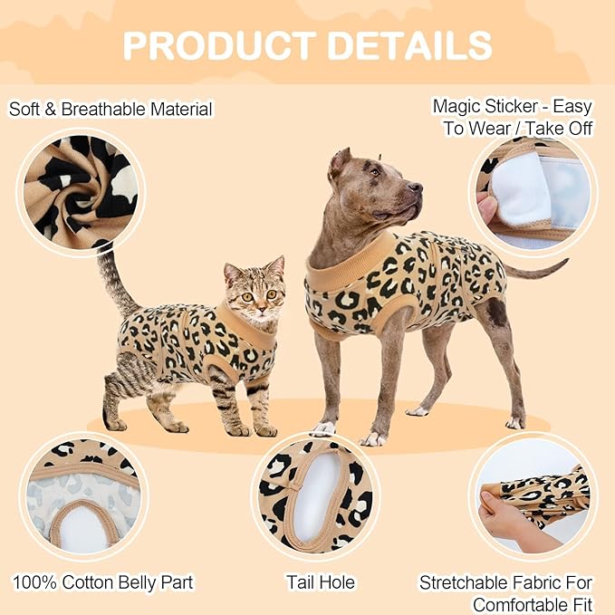 Kuoser Dog Surgery Suit, Surgical Onesie for Dogs Female Spay, Soft Dog Recovery Suit Male Neuter, Pet Abdominal Surgery Shirt Dog Body Suits After Surgery Wear, Anti Licking Dog Cone Alternative, XL