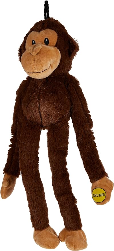 Multipet Swingin Safari Monkey 22-Inch Large Plush Dog Toy with Extra Long Arms and Legs with Squeakers