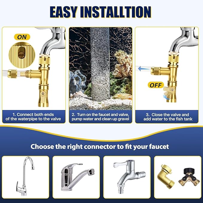 Gravel Vacuum for Aquarium Water Changer Fish Tank Cleaning Tools, Siphon Universal Quick Pump Aquarium Water Changing (70ft)