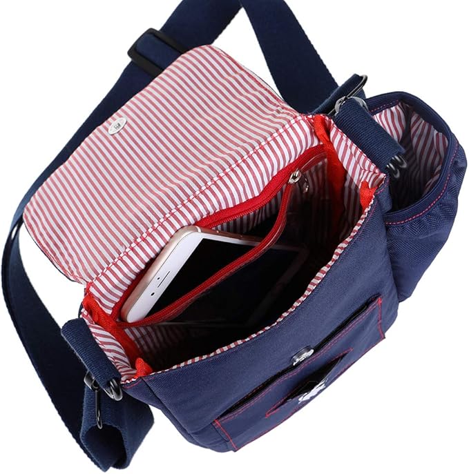 DOOG | Walkie Bag | Adjustable Shoulder Bag With Poo Bag Compartment | Navy and Red