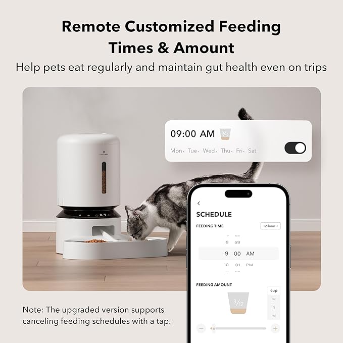 PETLIBRO Automatic Cat Feeder, 5G WiFi Pet Feeder for Two Cats or Dogs with Remote Control, 5L Cat Food Dispenser with Low Food Sensor, 1-10 Meals Per Day, Up to 10s Meal Call for Pets