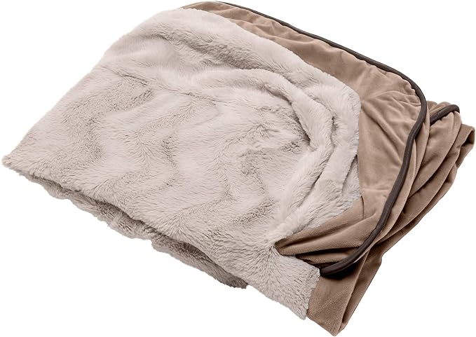 Furhaven Replacement Dog Bed Cover Perfect Comfort Plush & Velvet Waves Sofa-Style, Machine Washable - Brownstone, Jumbo Plus (XX-Large)