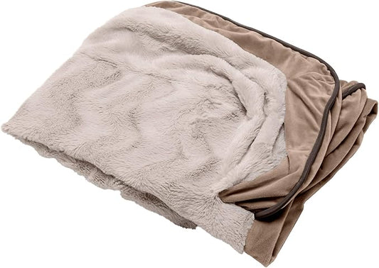Furhaven Replacement Dog Bed Cover Perfect Comfort Plush & Velvet Waves Sofa-Style, Machine Washable - Brownstone, Jumbo (X-Large)