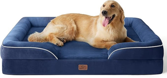 Bedsure Orthopedic Dog Bed for Extra Large Dogs - XL Plus Waterproof Dog Sofa Beds, Supportive Foam Pet Couch Bed with Removable Washable Cover, Waterproof Lining and Nonskid Bottom, Navy Blue