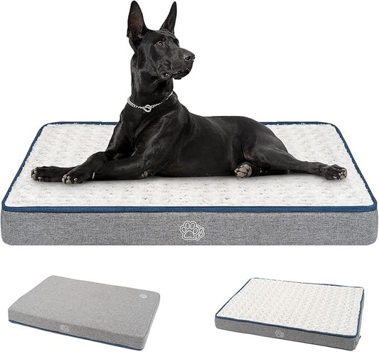 EMPSIGN Reversible Cool and Warm Dog Bed for Crate Pad, Pet Beds with Washable and Removable Cover, Dog Crate Bed Sleeping Mats, Bed for Dog Crate for Large Medium Small Dogs, Grey