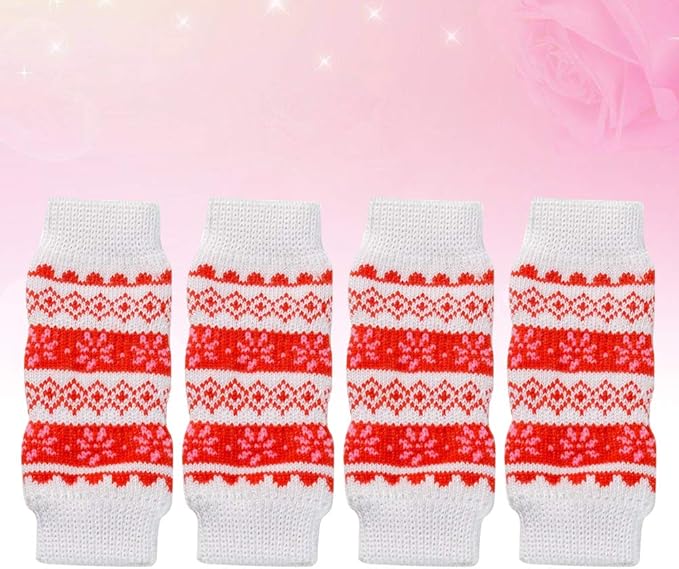 4pcs Pet Leg Ankle Sleeves Dirt Leg Cover - Urine Warm Knee Pad (Christmas Snow, Size S)- Christmas Decorations for Pet Cat