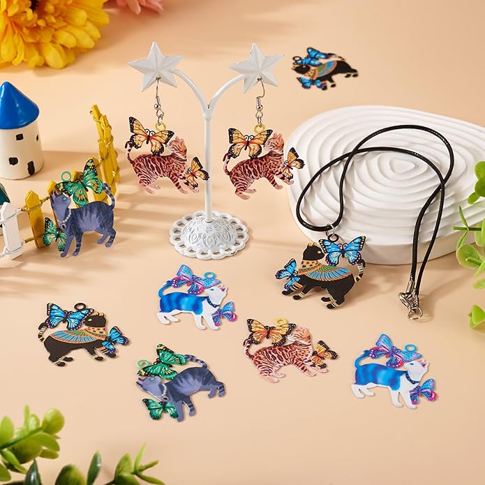 Enamel Animal Theme Charm Flower Cattle Head Cat Butterfly Fox Tortoise Charms Pendants for Earring Necklace Bracelet Keychain Jewelry Craft Making