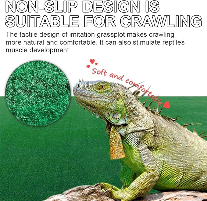 Reptile Carpet 4pcs Terrarium Substrate Liner Pet Habitat Bedding Soft Green Mat for Bearded Dragon Lizards Gecko Chamelon Iguana Turtles Snakes (19.7" x 11.8")